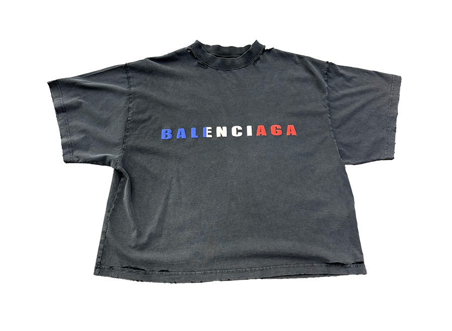 Balenciaga Gradient Logo Distressed T-Shirt Black (Pre-Owned)