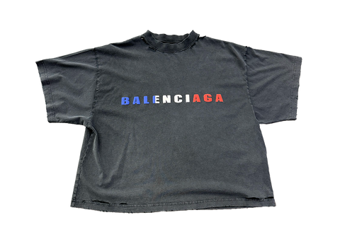 Balenciaga Gradient Logo Distressed T-Shirt Black (Pre-Owned)
