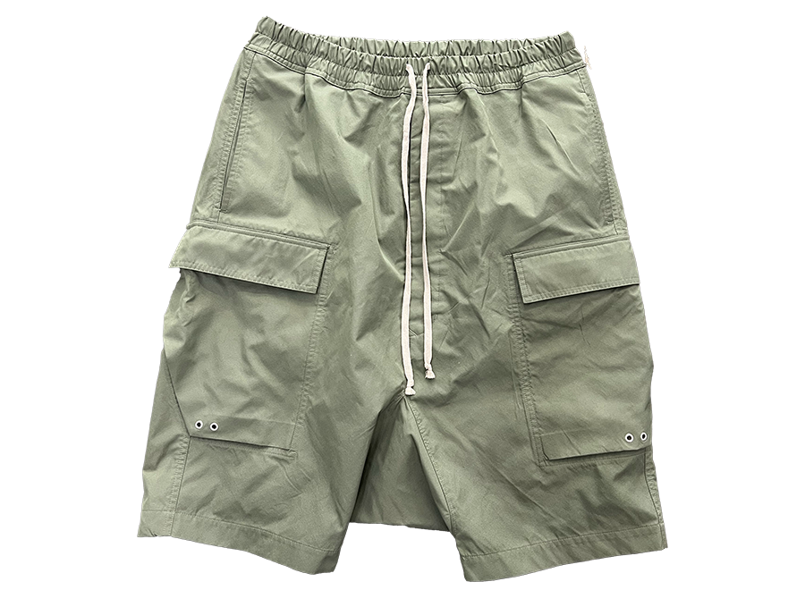 Rick Owens Green Cargo Pods Shorts Olive