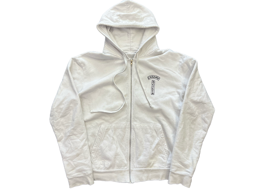Chrome Hearts T-Bar F*ck You Zip Up Hoodie White (Missing Zipper) (Pre-Owned)