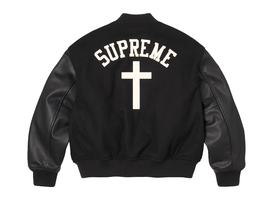 Supreme Cross Varsity Jacket Black
