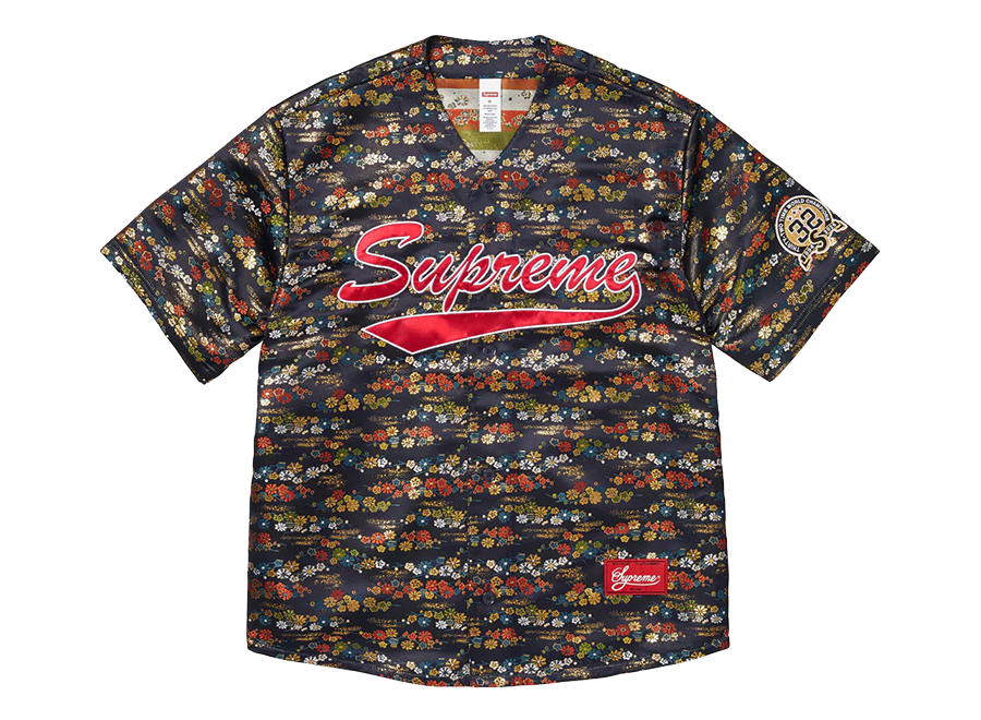 Supreme Floral Jacquard Baseball Jersey Navy
