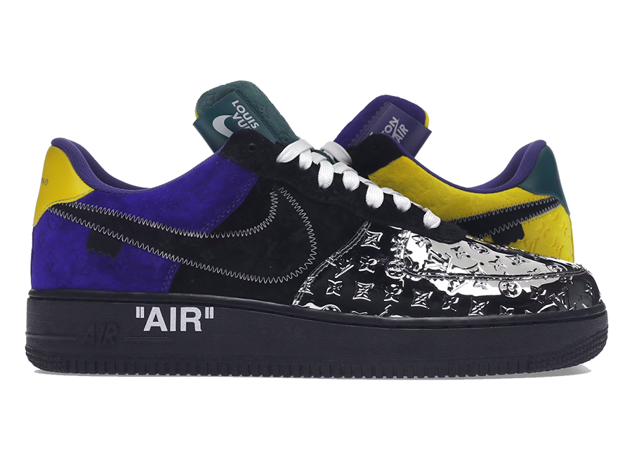 Louis Vuitton Nike Air Force 1 Low By Virgil Abloh Black Metallic Silver (Pre-Owned)