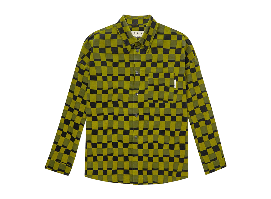 Marni Corduroy Checkered Shirt Green