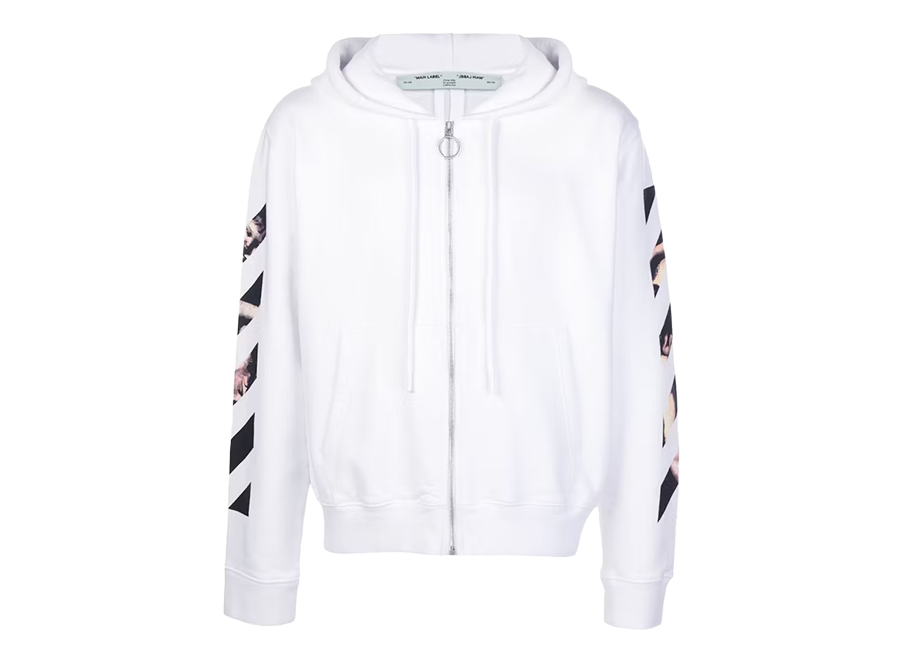 OFF-WHITE Caravaggio Arrows Zip Up Hoodie White (Pre-Owned)