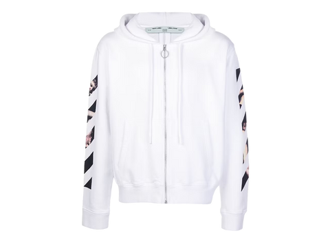 OFF-WHITE Caravaggio Arrows Zip Up Hoodie White (Pre-Owned)