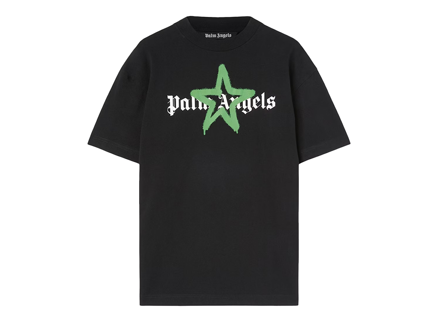Palm Angels Star Sprayed T-Shirt Black/Green (Pre-Owned)
