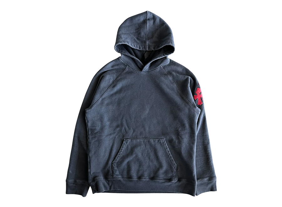 Chrome Hearts Navy & Red Triple Cross Patch Paper Jam Hoodie