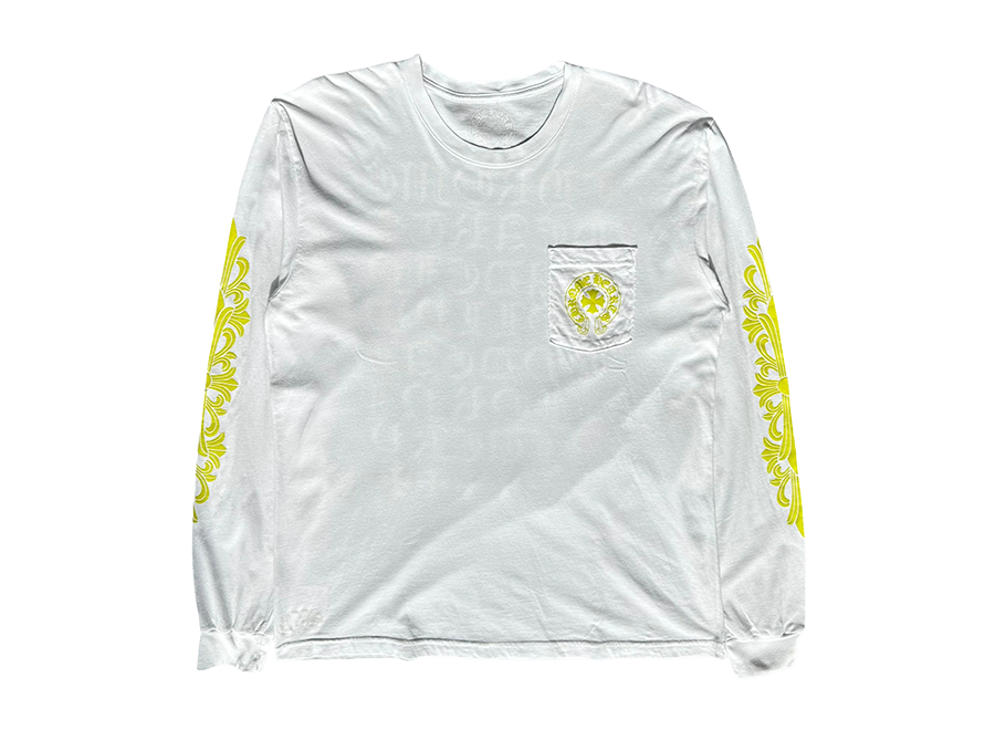 Chrome Hearts White & Yellow Made In Hollywood Longsleeve T-Shirt (Pre-Owned)