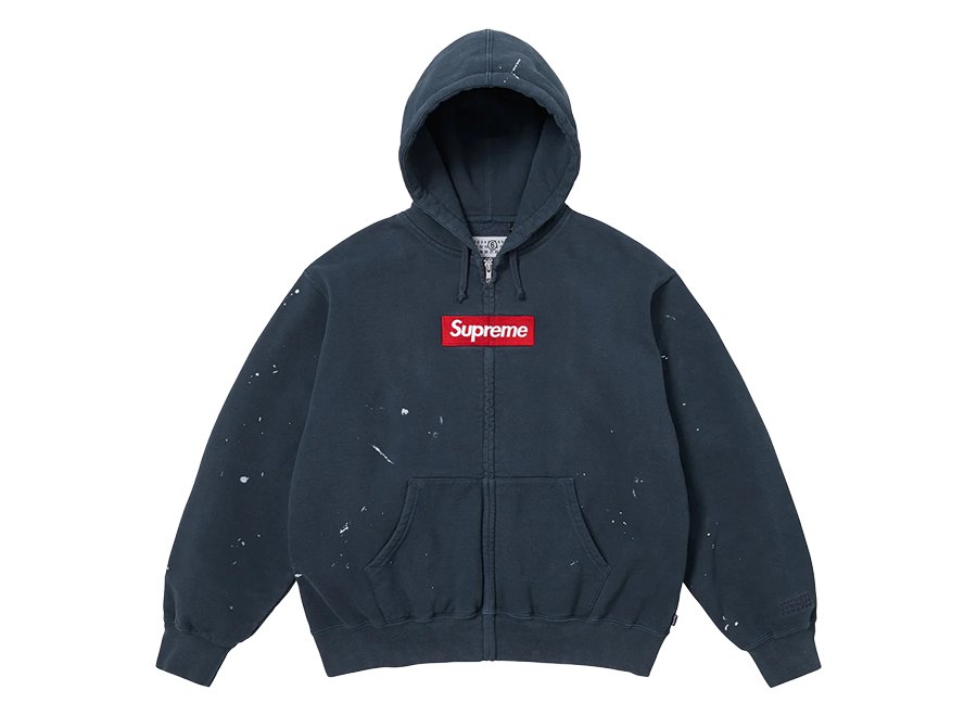 Supreme MM6 Maison Margiela Box Logo Zip Up Hooded Sweatshirt Navy