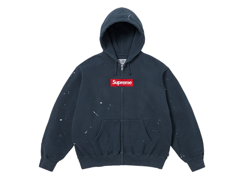 Supreme MM6 Maison Margiela Box Logo Zip Up Hooded Sweatshirt Navy (Pre-Owned)