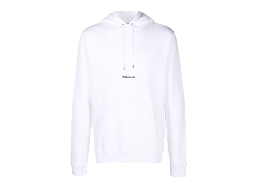 Saint Laurent Logo-Print Hoodie White (Pre-Owned)