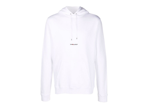 Saint Laurent Logo-Print Hoodie White (Pre-Owned)