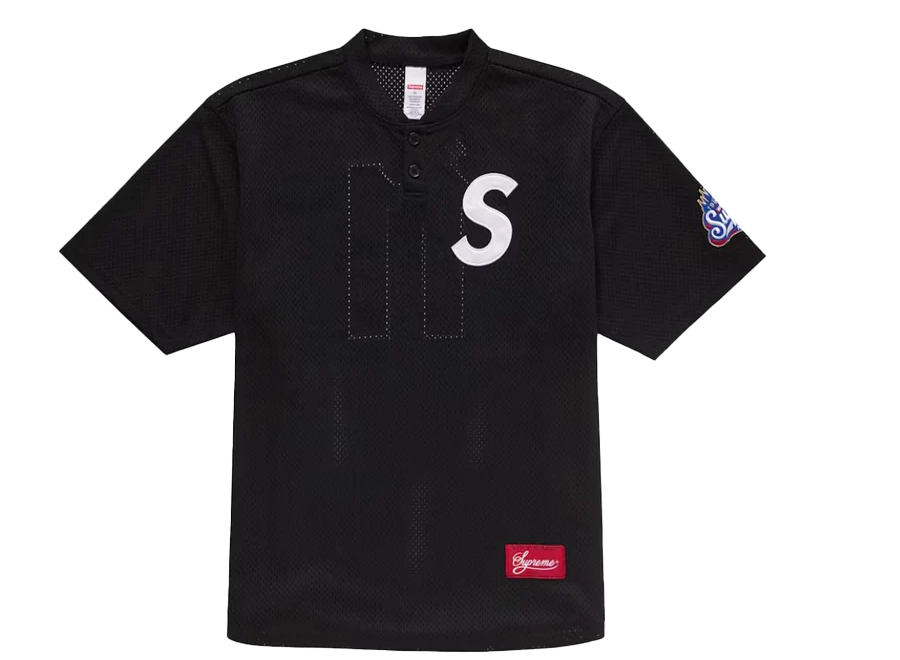 Supreme S Logo Baseball Henley (SS25) Black