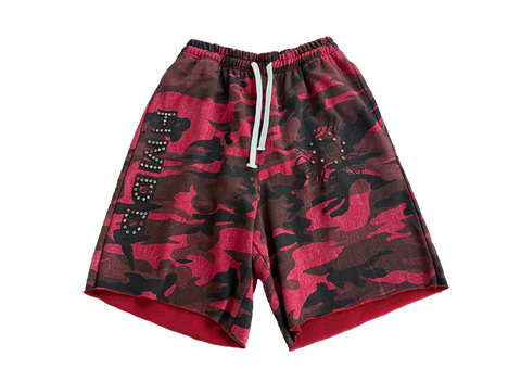 HMDD Camo Rhinestone Sweatshorts Red