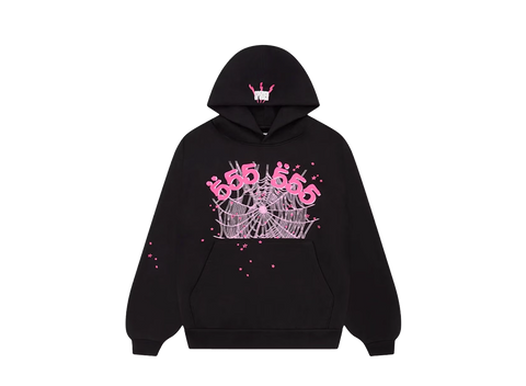 Sp5der Angel Number Hoodie Black