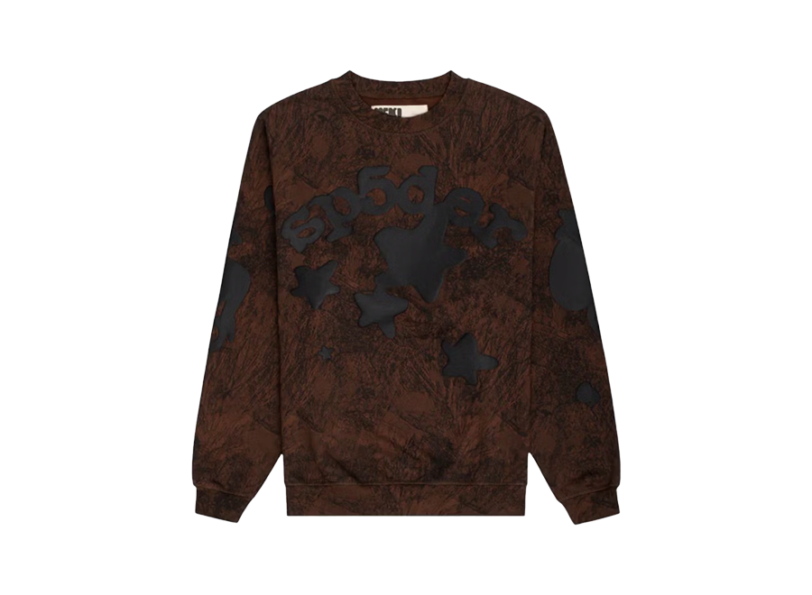 Sp5der Beluga Real Tree Camo Crewneck Sweatshirt Brown