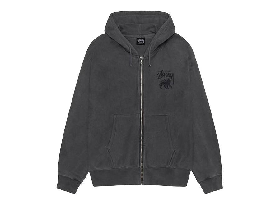 Stussy Rasta Lion Zip Up Pigment Dyed Hoodie (Pre-Owned)