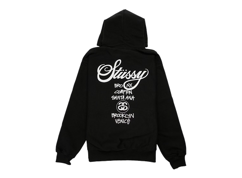 Stussy World Tour Zip Up Hoodie Black