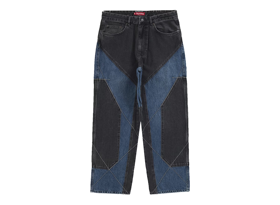 Supreme 2-Tone Paneled Jean Black