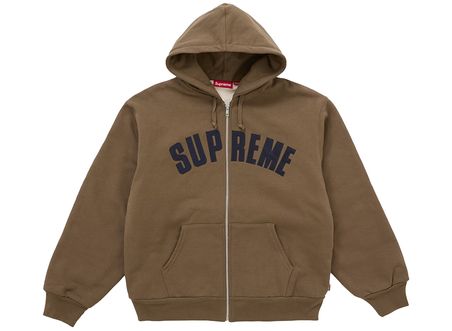 Supreme Arc Thermal Lined Zip Up Hooded Sweatshirt Brown (Pre-Owned)