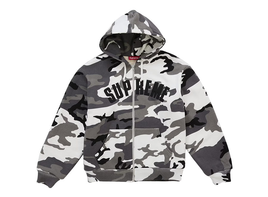 Supreme Arc Thermal Lined Zip Up Hooded Sweatshirt Snow Camo (Pre-Owned)