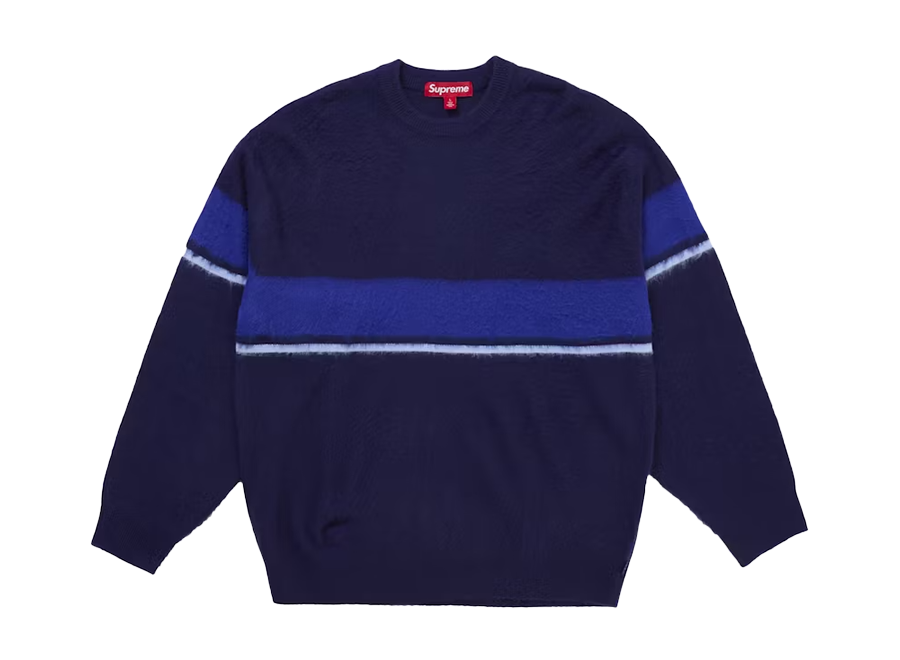 Supreme Brushed Stripe Sweater Navy