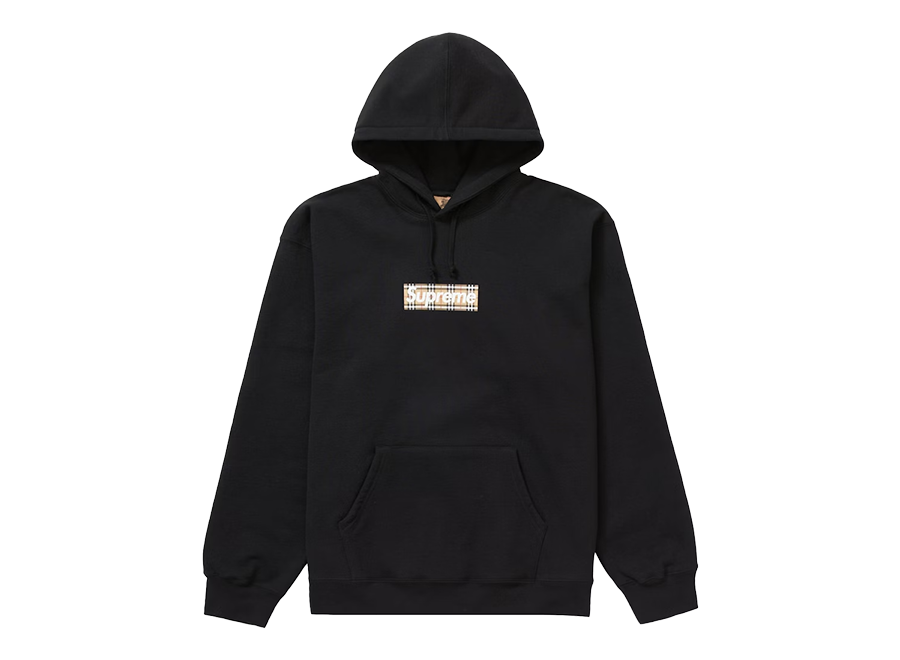 Supreme Burberry Box Logo Hooded Sweatshirt Black (Pre-Owned)