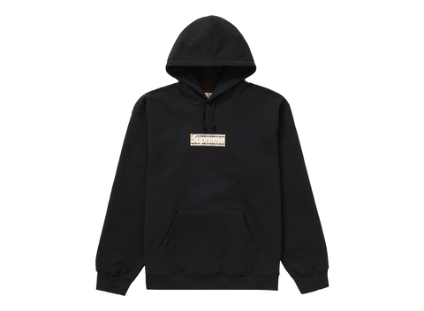 Supreme Burberry Box Logo Hooded Sweatshirt Black (Pre-Owned)