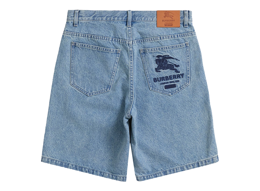 Supreme Burberry Denim Short Washed Blue