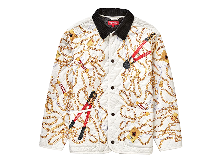 Supreme Chains Quilted Jacket White (Pre-Owned)