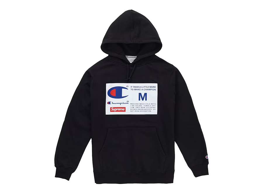 Supreme Champion Label Hooded Sweatshirt Black (Pre-Owned)
