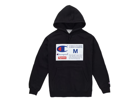 Supreme Champion Label Hooded Sweatshirt Black (Pre-Owned)