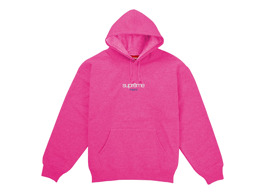 Supreme Classic Logo Miami Shop Hooded Sweatshirt Pink