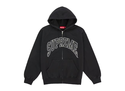 Supreme Cracked Raglan Zip Up Hooded Sweatshirt Black