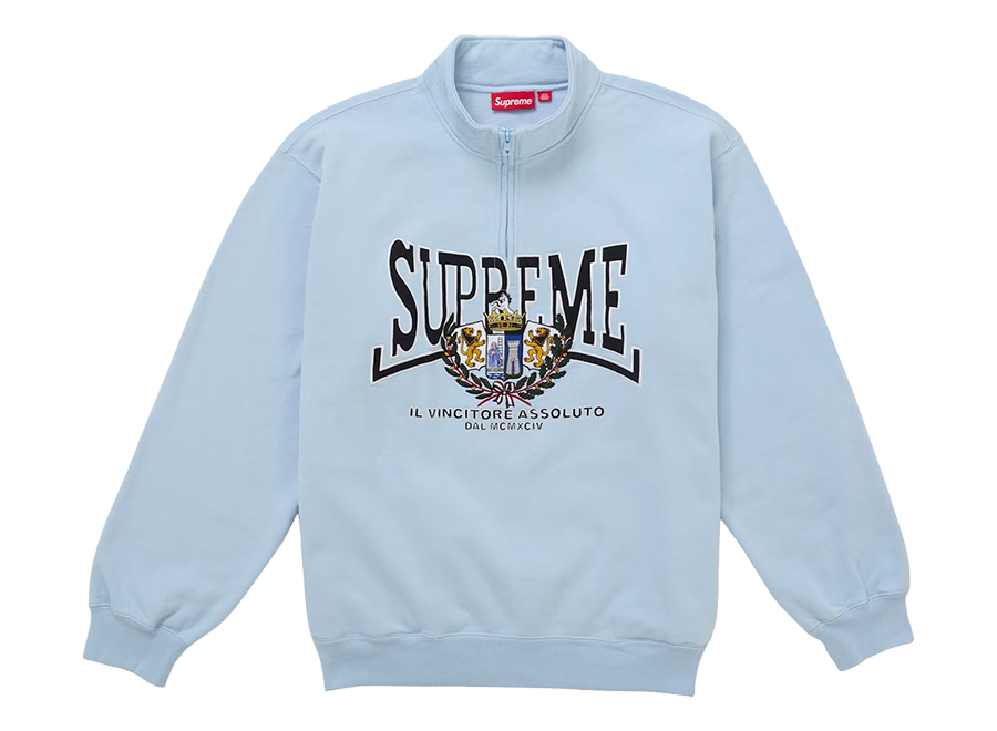 Supreme Crest Applique Half Zip Pullover Light Blue (Pre-Owned)