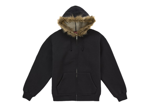 Supreme Faux Fur Zip Up Hooded Sweatshirt Black