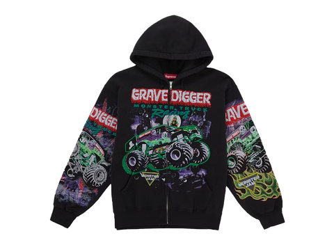 Supreme Grave Digger Zip Up Hooded Sweatshirt Black