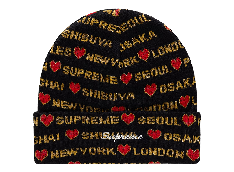 Supreme Hearts Beanie Black FW24
