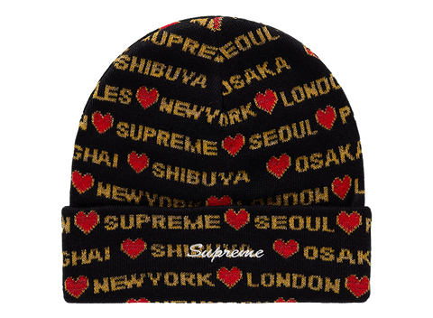 Supreme Hearts Beanie Black FW24