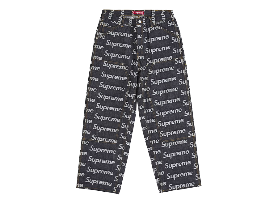 Supreme Jacquard Logos Double Knee Denim Painter Jean Rigid Indigo (Pre-Owned)