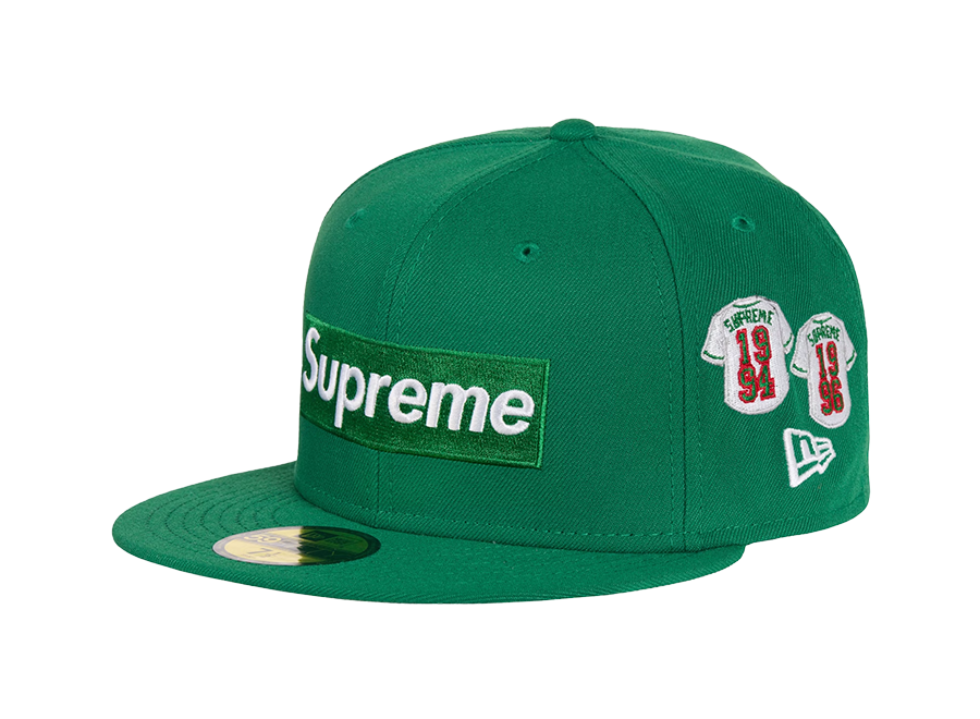 Supreme Jerseys Box Logo New Era Fitted Hat Green Sz 7 3/8