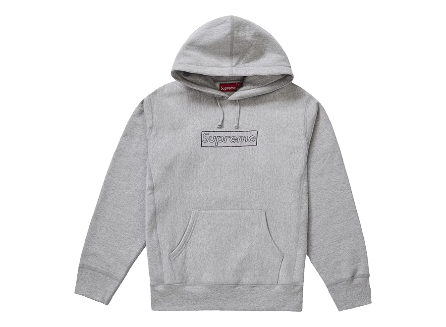 Supreme KAWS Chalk Logo Hooded Sweatshirt Heather Grey