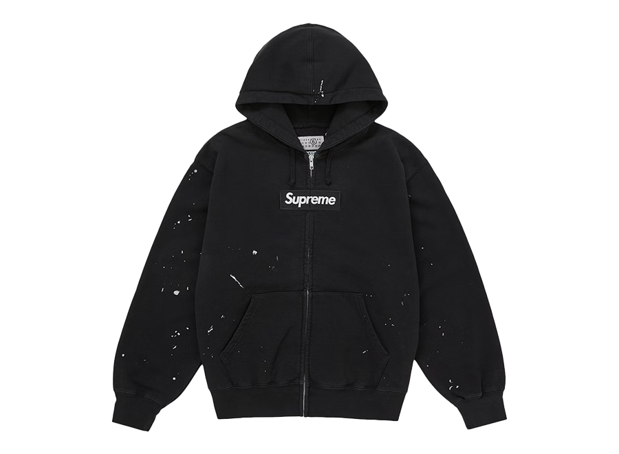 Supreme MM6 Maison Margiela Box Logo Zip Up Hooded Sweatshirt Black