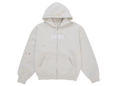 Supreme MM6 Maison Margiela Box Logo Zip Up Hooded Sweatshirt White (Pre-Owned)