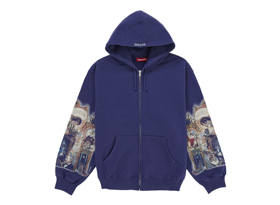 Supreme Michael Jackson Dangerous Zip Up Hooded Sweatshirt Washed Navy (Pre-Owned)
