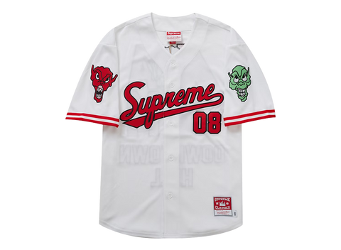Supreme Mitchell & Ness Downtown Hell Baseball Jersey White (Pre-Owned)