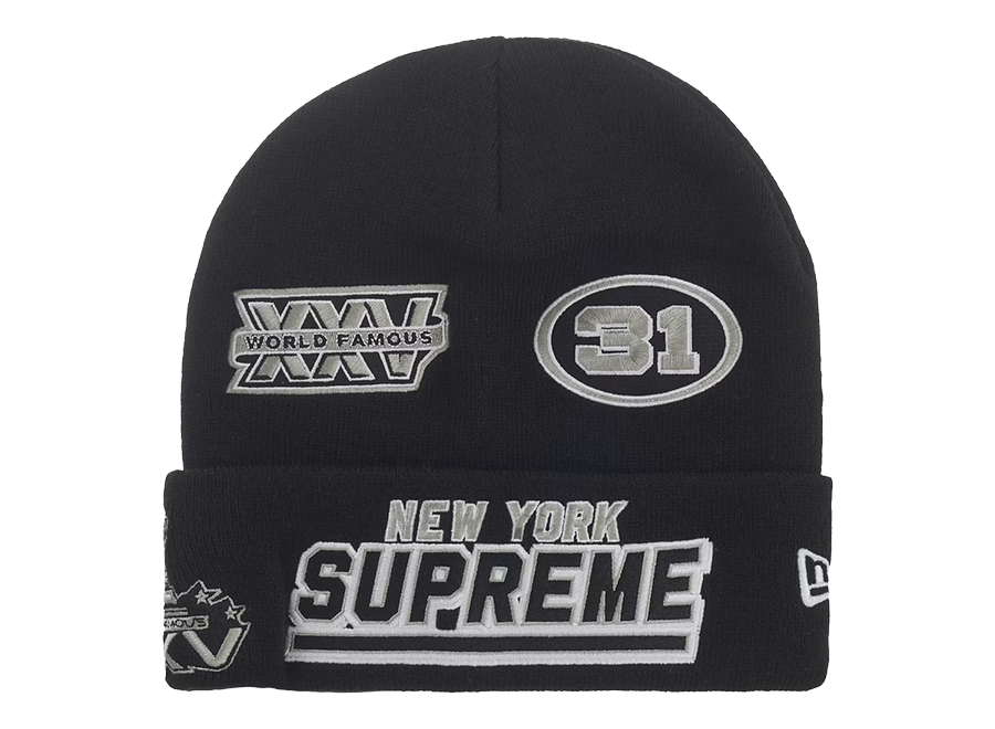 Supreme New Era Football Beanie Black
