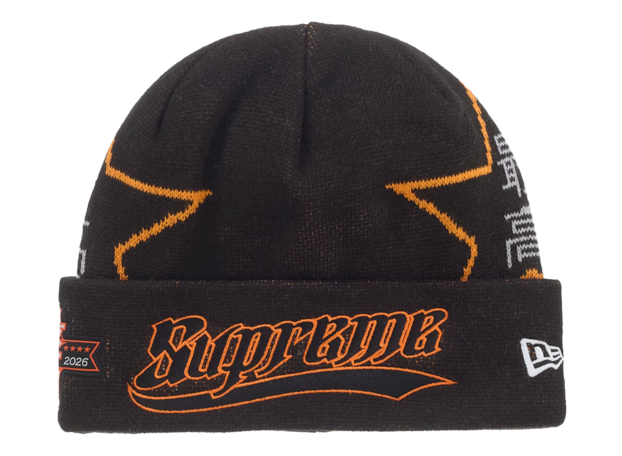 Supreme New Era Stars Beanie Black