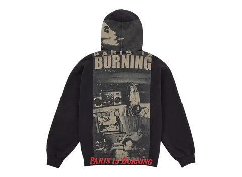 Supreme Paris Is Burning Zip Up Hooded Sweatshirt Black (Pre-Owned)